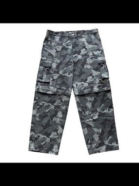 Y2K Camo Cargo Convertible Pants 42x32 No Boundaries Skate Wide Leg Heavy NWOT